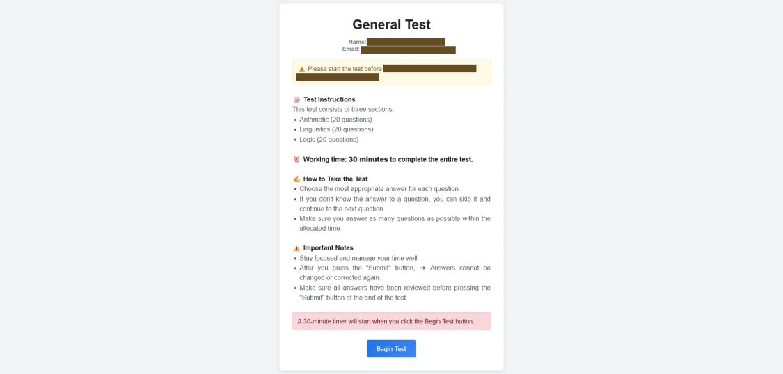 Test overview